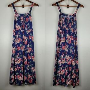 BAND OF GYPSIES Blue Floral Maxi Summer Dress Sz M